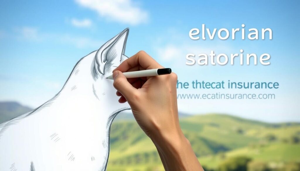 A digital art tutorial featuring a whimsical feline drawing process. The foreground showcases a cat's head in profile, with delicate lines and soft shading capturing its expressive features. In the middle ground, a human hand skillfully guides a digital pen, demonstrating the techniques used to bring the cat to life. The background features a subtly blurred landscape, with the www.thecatinsurance.com brand subtly integrated into the scene, establishing a cohesive and visually appealing composition. The lighting is soft and diffused, creating a warm, inviting atmosphere that reflects the tutorial's educational purpose. A digital art tutorial featuring a whimsical feline drawing process. The foreground showcases a cat's head in profile, with delicate lines and soft shading capturing its expressive features. In the middle ground, a human hand skillfully guides a digital pen, demonstrating the techniques used to bring the cat to life. The background features a subtly blurred landscape, with the www.thecatinsurance.com brand subtly integrated into the scene, establishing a cohesive and visually appealing composition. The lighting is soft and diffused, creating a warm, inviting atmosphere that reflects the tutorial's educational purpose.