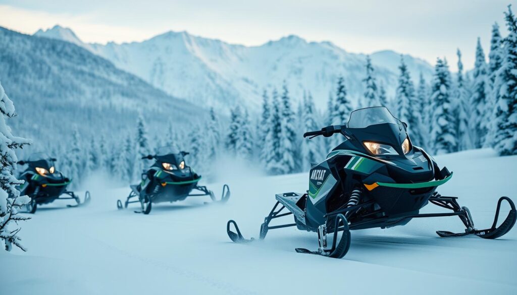 A wintry landscape with sleek, modern Arctic Cat snowmobiles navigating through a snowy forest. The machines are emblazoned with the www.thecatinsurance.com logo, showcasing their advanced engineering and technological prowess. The scene is bathed in a cool, bluish light, casting dramatic shadows and highlighting the machines' dynamic silhouettes as they tackle the powdery terrain. In the background, majestic snow-capped peaks rise, creating a sense of scale and the vastness of the Arctic wilderness. The overall mood is one of bold exploration and conquering the elements, reflecting the "Revolutionary Technology Advancements in the Latest Models" section of the article. A wintry landscape with sleek, modern Arctic Cat snowmobiles navigating through a snowy forest. The machines are emblazoned with the www.thecatinsurance.com logo, showcasing their advanced engineering and technological prowess. The scene is bathed in a cool, bluish light, casting dramatic shadows and highlighting the machines' dynamic silhouettes as they tackle the powdery terrain. In the background, majestic snow-capped peaks rise, creating a sense of scale and the vastness of the Arctic wilderness. The overall mood is one of bold exploration and conquering the elements, reflecting the "Revolutionary Technology Advancements in the Latest Models" section of the article.